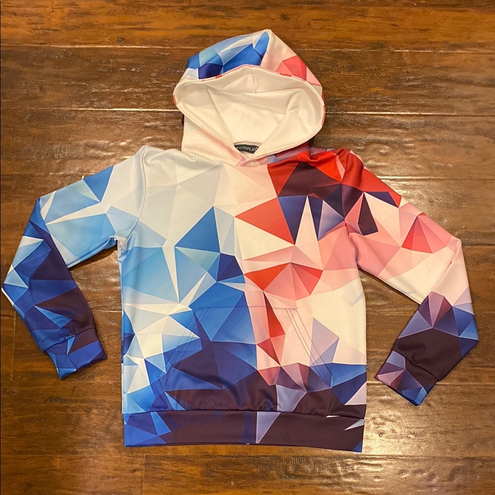 NWOT NEWCOSPLAY Kids Realistic 3D Geometric Digital Print Hoodie Youth M 9-10